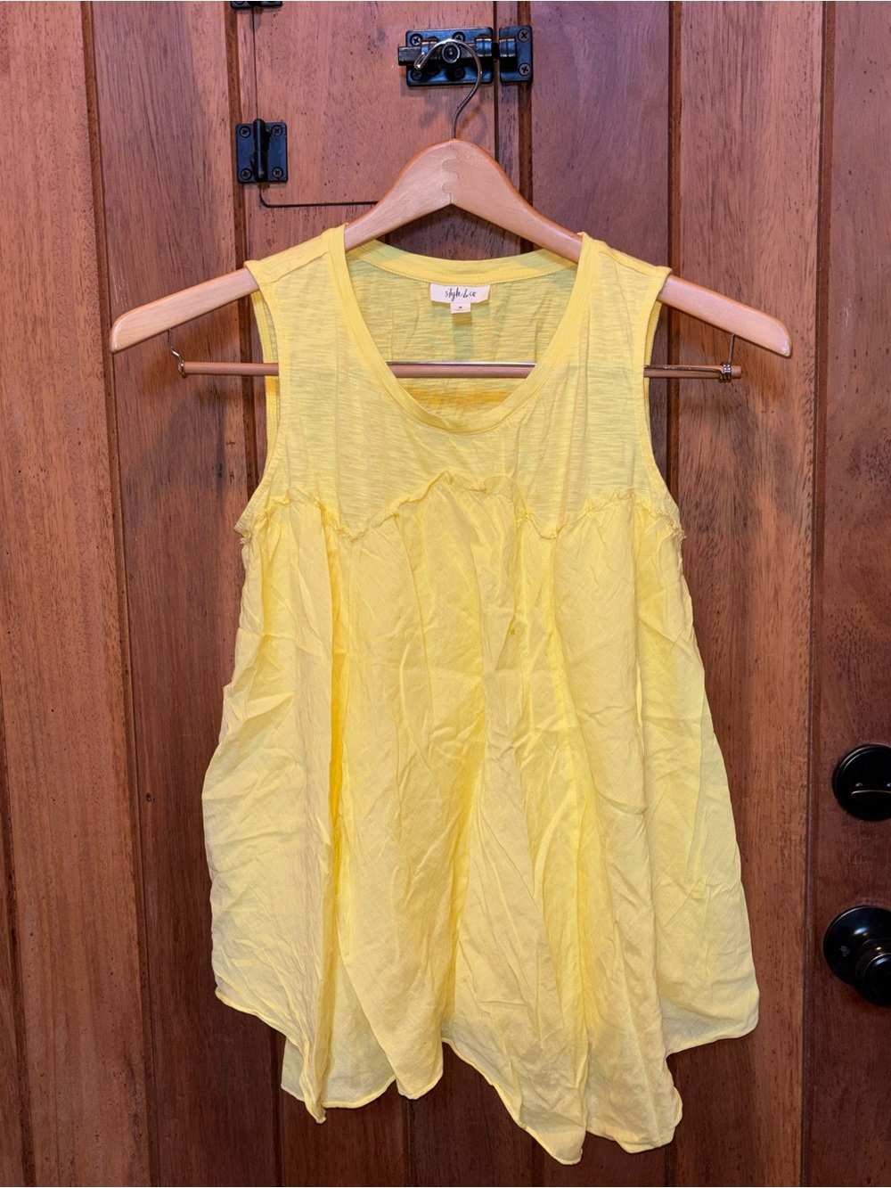 Style & Co. Yellow Sleeveless Flowy Peasant Top